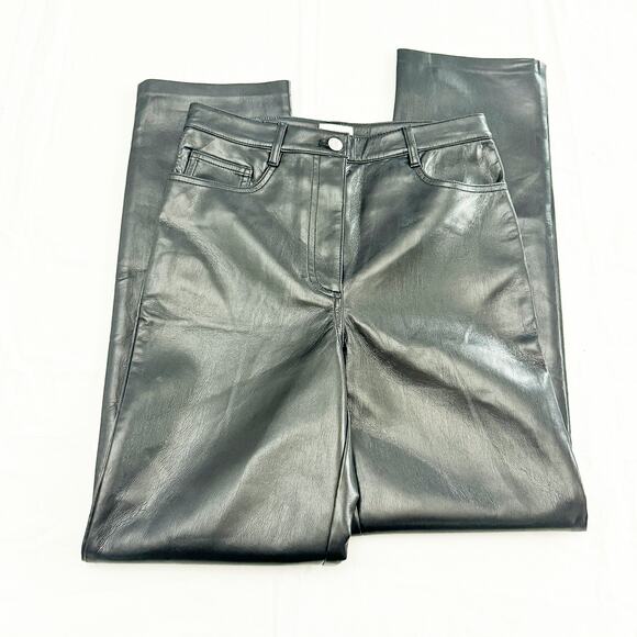 Wilfred Faux Leather Straight Leg Polyurethane Dress Pant Black Size 4 - Picture 5 of 8